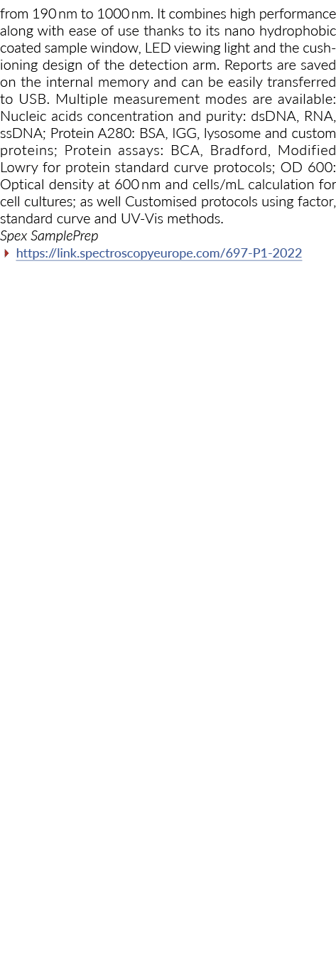 从190纳米到1000纳米它结合了高性能以及易用性由于其纳米疏水涂层山姆