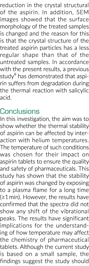 减少晶体结构的阿司匹林此外,SEM图像显示的表面形态