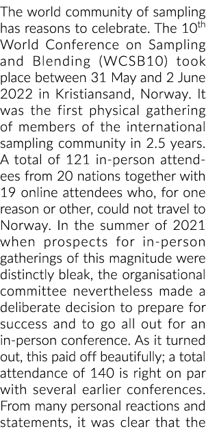 国际社会抽样有理由庆祝第十届世界会议上采样和混合(WCSB10)