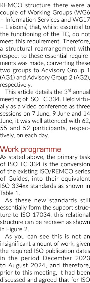 REMCO结构有两个工作组(WG6信息服务和WG17联络人),同时e