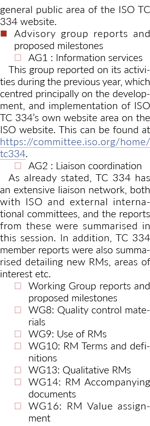 公众区域的ISO TC 334网站咨询小组报告和提出里程碑AG1:信息