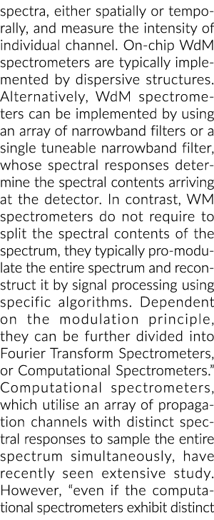 光谱、空间或暂时和芯片WdM光谱仪测量单个通道的强度