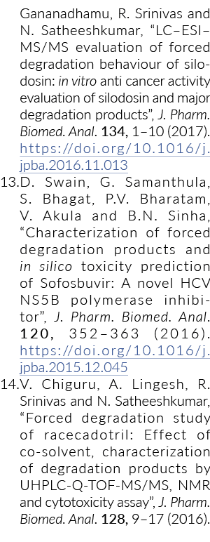 Gananadhamu R斯和N Satheeshkumar, LC ESI MS MS silodosin强制降解行为的评价: