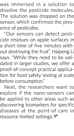 沉浸在一个解决方案来溶解农药分子传感器的解决方案是下降,确认哪一个