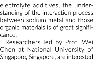 电解液添加剂之间的相互作用过程的理解金属钠和有机材料