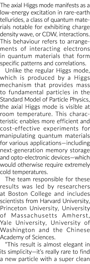 轴向希格斯粒子模式表现为低能激发稀土碲化,一类量子材料背板