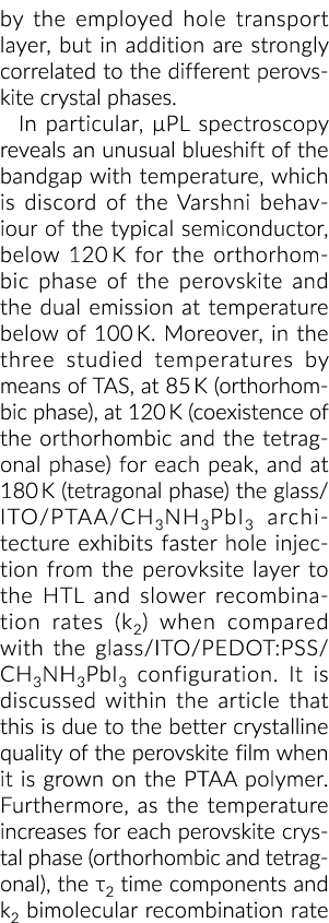 采用空穴传输层,除了不同的钙钛矿晶体pha强烈相关