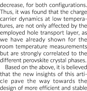 因此减少,对配置,发现电荷载体动力学在低温下不啊