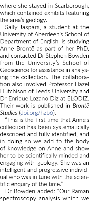 她住在斯卡伯勒,这年代地质学莎莉Jaspars包含展览展示区域,一个学生在t