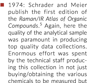 1974:-施和Meier发布的第一版有机化合物5的喇曼红外图谱,这里的必要