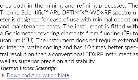 矿石的开采和提炼过程热科学陆军研究实验室的OPTIM X WDXRF光谱仪设计fo