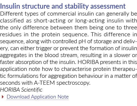 胰岛素的结构和稳定性评估不同类型的商业胰岛素通常可以分为短