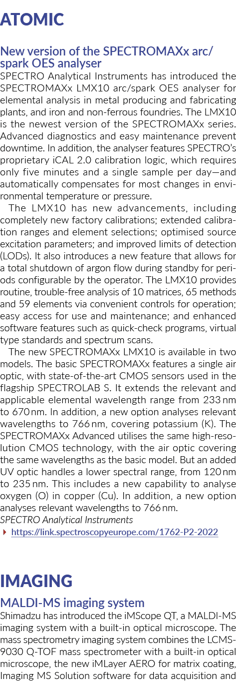 原子的新版本SPECTROMAXx弧/火花OES分析器斯派克分析工具引入了SPECTR……