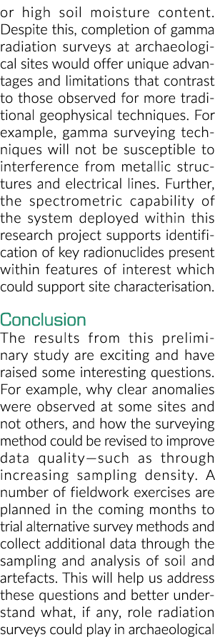 或土壤水分含量高。尽管如此,完成伽马辐射调查在考古遗址进攻……