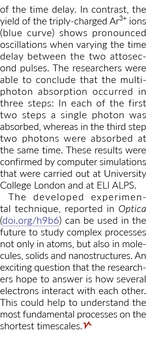 的时间延迟。相比之下,收益率的triply-charged Ar3 +离子(蓝色曲线)显示明显的振荡……