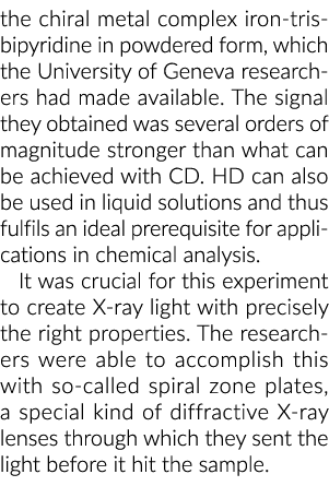 手性金属络合物iron-tris-bipyridine粉末形式,日内瓦大学的研究人员做了一个……