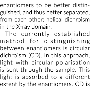 对映体更好的区分,从而更好的分离,互相:螺旋二向色性的x射线做……