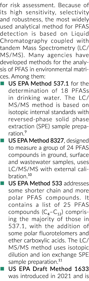 对风险的评估。因为它的灵敏度高,选择性和健壮性,使用最广泛的分析……