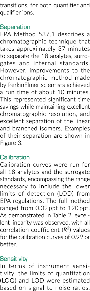 转换,量词和限定符离子。EPA方法537.1描述了色谱分离techniqu……