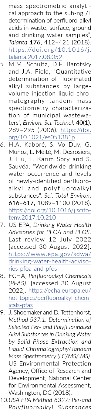 质谱分析方法sub-ng / L perfluoro-alkyl酸测定的浪费,表面,gro……