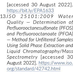 (2022年8月30日通过)。https://bit.ly/EPA163313. ISO 25101:2009 Water Quality — Determination of Perfluorooctane...
