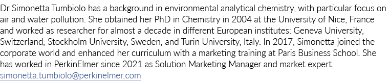 博士Simonetta Tumbiolo在环境分析化学背景,尤其着重于空气和水……