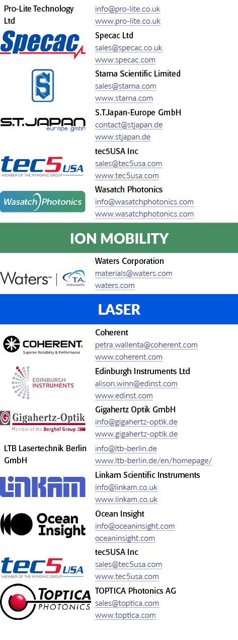 Pro-Lite科技有限公司,info@pro-lite.co。英国www.pro-lite.co.uk,矩形对象,Specac sales@specac.co。英国www.s…