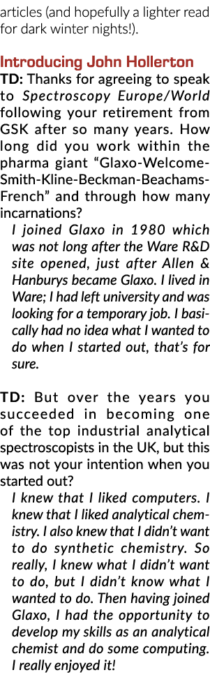 文章(为黑暗的冬天的夜晚,希望轻读!)。介绍约翰Hollerton TD:谢谢你同意t…