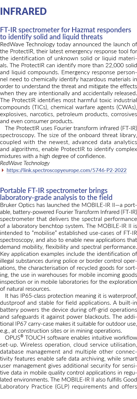 红外FT IR光谱仪对有害物质反应来确定固体和液体威胁RedWave技术今天annou……