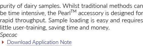 纯洁的乳制品样品。而传统方法可以时间密集,PearlTM附件是专为中……