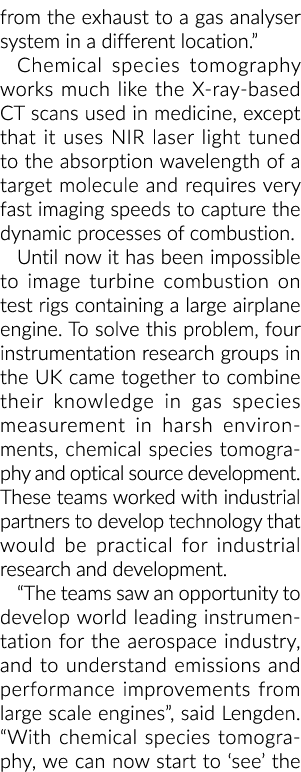 从气体分析器的排气系统在不同的位置。“化学物种断层摄影作品就像X……