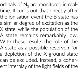 轨道的N2 +实时监控。事实证明后直接电离作用事件B状态的年代……