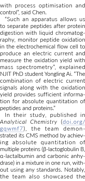 过程优化与控制”,陈先生说。”这样一个装置允许我们单独肽后蛋白质di……