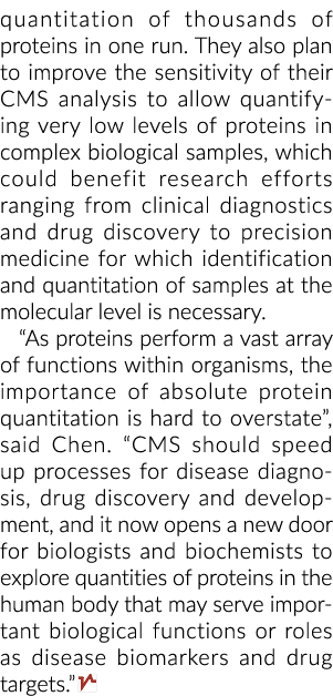 定量的蛋白质。他们还计划提高CMS的灵敏度分析……