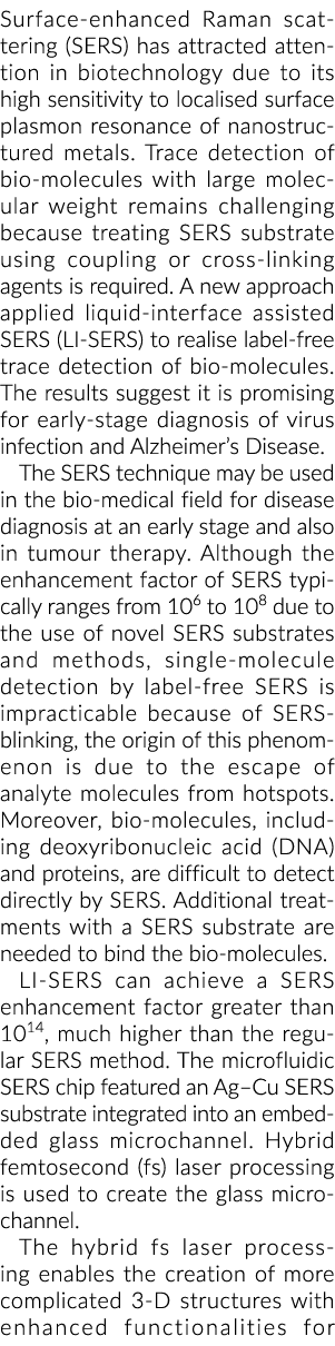 表面增强喇曼散射(ser)吸引了关注生物技术由于其高灵敏度轨迹……