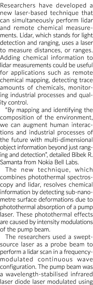 科学家开发出了一种新的基于激光技术,可以同时进行激光雷达和远程化学量……