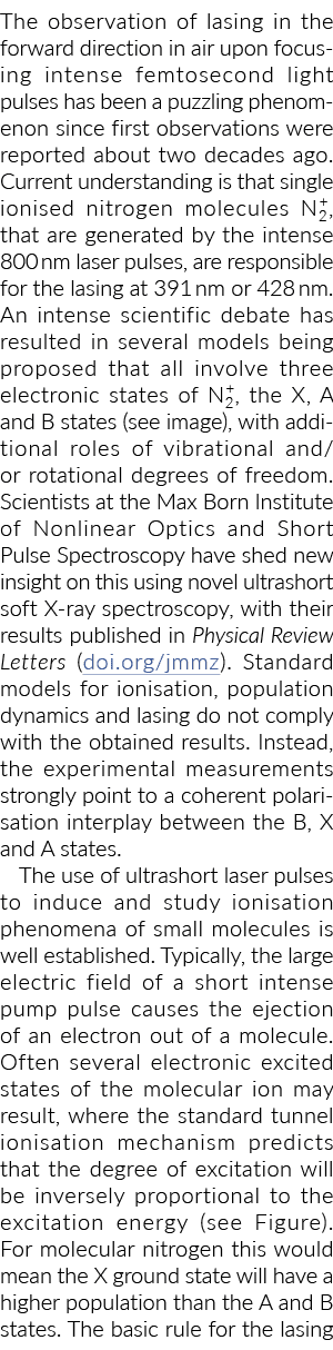 观察激光在空气中的前进方向聚焦强飞秒光脉冲被p…