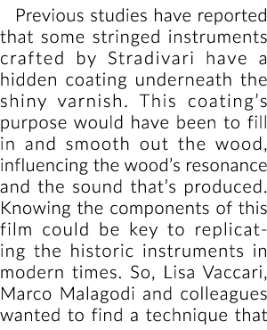 先前的研究已经报道,一些由弦乐器弦乐器制作的一个隐藏的涂层下面……