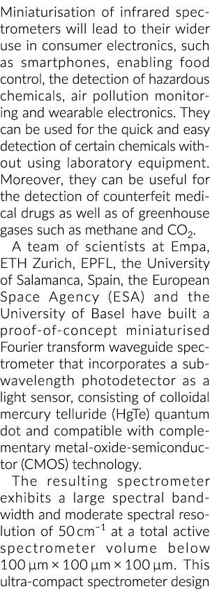 小型化的红外光谱仪将导致他们在消费电子产品的广泛使用,如智能手机,…