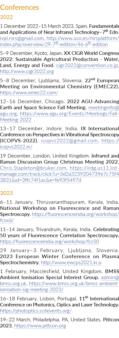 会议2022 2022年12月1日- 2023年3月15日,西班牙。的基础和应用近红外Technology-7th……