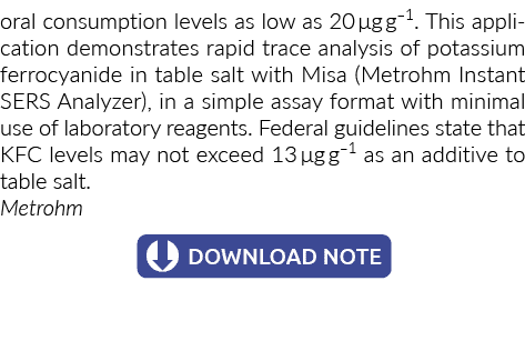 口服消费水平低至20μg g1。这个应用程序演示了快速跟踪分析钾ferrocya……