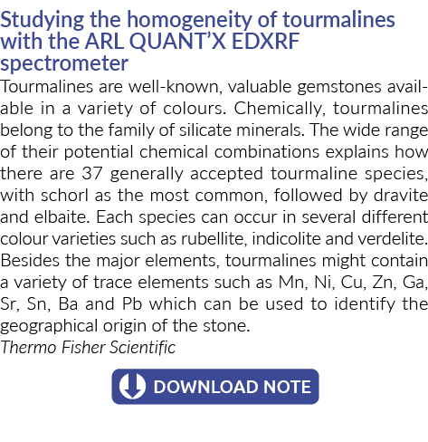 研究碧玺的同质性与陆军研究实验室的定量'X x荧光光谱仪碧玺是众所周知的,有价值的…