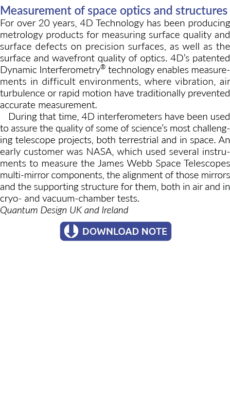 测量的空间光学和结构20多年,4 d技术生产计量产品了…