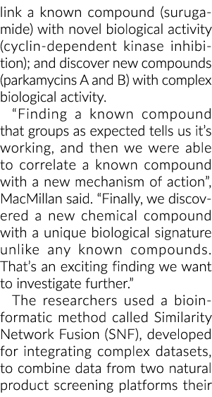 链接一个已知化合物(surugamide)和新型生物活性(细胞周期蛋白依赖激酶抑制);和发现…