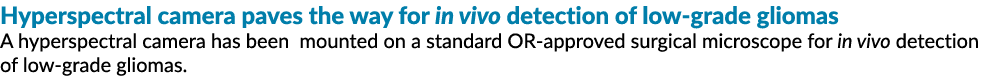 高光谱相机为体内铺平了道路检测的低级别胶质瘤高光谱相机已经安装…