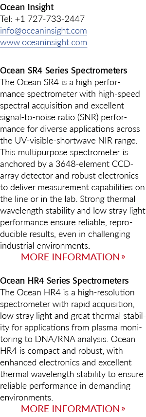 海洋的洞察力电话:+ 1 727 733 2447 info@oceaninsight.com www.oceaninsight.com海洋SR4系列光谱仪海洋……