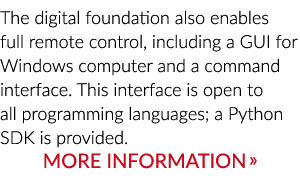 数字基金会还支持完整的远程控制,包括一个GUI为Windows电脑和一个命令接口……
