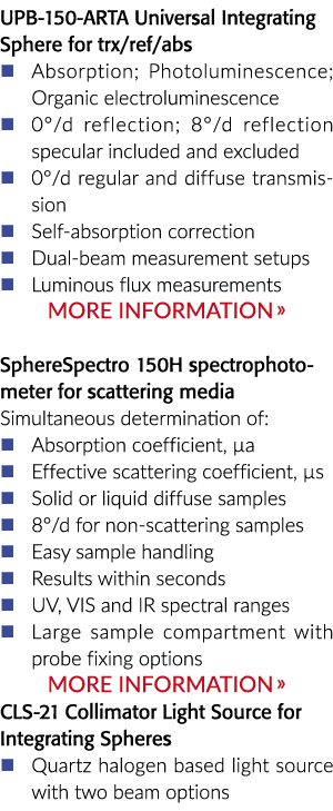 UPB 150 ARTA通用积分球硫氧还蛋白/ ref / abs�吸收;光致发光;有机electroluminescenc……