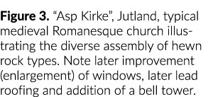 图3。“Asp科克先生”,日德兰半岛,典型的中世纪的罗马式教堂说明飞机不同组装凿成的石头……