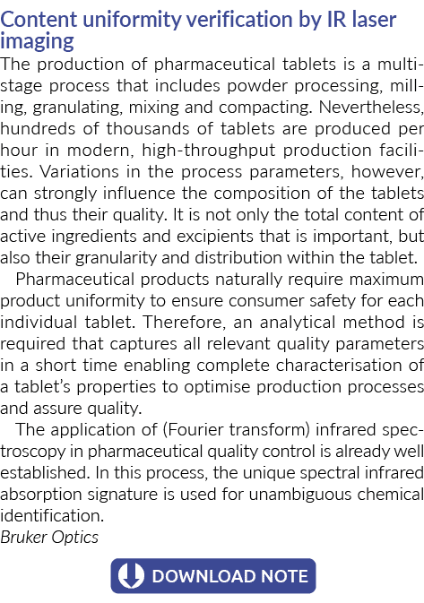 含量均匀度验证红外激光成像制药生产的平板电脑是一个多级的过程……